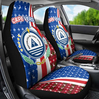 Cape Verde Christmas Car Seat Cover with Red and Blue Festive Pattern Christmas Tree and National Emblem Motif - Wonder Print Shop