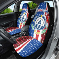 Cape Verde Christmas Car Seat Cover with Red and Blue Festive Pattern Christmas Tree and National Emblem Motif - Wonder Print Shop