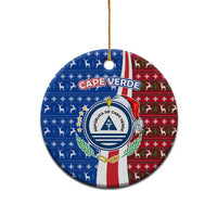 Cape Verde Christmas Ceramic Ornament with Red and Blue Festive Pattern Christmas Tree and National Emblem Motif - Wonder Print Shop