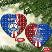 Cape Verde Christmas Ceramic Ornament with Red and Blue Festive Pattern Christmas Tree and National Emblem Motif - Wonder Print Shop
