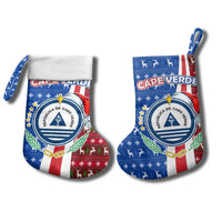 Cape Verde Christmas Stocking with Red and Blue Festive Pattern Christmas Tree and National Emblem Motif - Wonder Print Shop