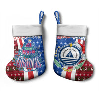 Cape Verde Christmas Stocking with Red and Blue Festive Pattern Christmas Tree and National Emblem Motif - Wonder Print Shop