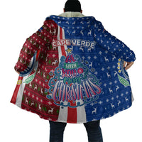 Cape Verde Christmas Cloak with Red and Blue Festive Pattern Christmas Tree and National Emblem Motif - Wonder Print Shop