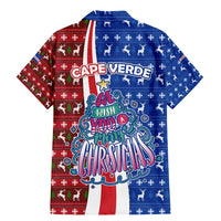 Cape Verde Christmas Family Matching Mermaid Dress and Hawaiian Shirt with Red and Blue Festive Pattern Christmas Tree and National Emblem Motif - Wonder Print Shop