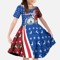 Cape Verde Christmas Family Matching Off The Shoulder Long Sleeve Dress and Hawaiian Shirt with Red and Blue Festive Pattern Christmas Tree and National Emblem Motif - Wonder Print Shop