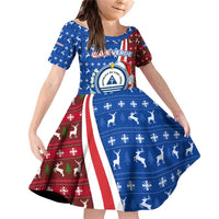 Cape Verde Christmas Family Matching Off Shoulder Short Dress and Hawaiian Shirt with Red and Blue Festive Pattern Christmas Tree and National Emblem Motif - Wonder Print Shop