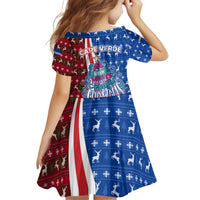 Cape Verde Christmas Family Matching Off Shoulder Short Dress and Hawaiian Shirt with Red and Blue Festive Pattern Christmas Tree and National Emblem Motif - Wonder Print Shop