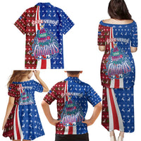 Cape Verde Christmas Family Matching Puletasi and Hawaiian Shirt with Red and Blue Festive Pattern Christmas Tree and National Emblem Motif - Wonder Print Shop