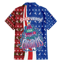 Cape Verde Christmas Family Matching Puletasi and Hawaiian Shirt with Red and Blue Festive Pattern Christmas Tree and National Emblem Motif - Wonder Print Shop