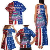 Cape Verde Christmas Family Matching Tank Maxi Dress and Hawaiian Shirt with Red and Blue Festive Pattern Christmas Tree and National Emblem Motif - Wonder Print Shop