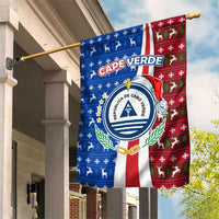 Cape Verde Christmas Garden Flag with Red and Blue Festive Pattern Christmas Tree and National Emblem Motif - Wonder Print Shop