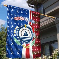 Cape Verde Christmas Garden Flag with Red and Blue Festive Pattern Christmas Tree and National Emblem Motif - Wonder Print Shop
