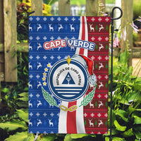 Cape Verde Christmas Garden Flag with Red and Blue Festive Pattern Christmas Tree and National Emblem Motif - Wonder Print Shop