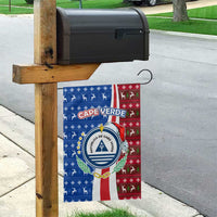 Cape Verde Christmas Garden Flag with Red and Blue Festive Pattern Christmas Tree and National Emblem Motif - Wonder Print Shop