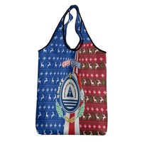 Cape Verde Christmas Grocery Bag with Red and Blue Festive Pattern Christmas Tree and National Emblem Motif - Wonder Print Shop