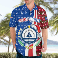 Cape Verde Christmas Hawaiian Shirt with Red and Blue Festive Pattern Christmas Tree and National Emblem Motif - Wonder Print Shop