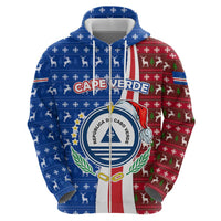 Cape Verde Christmas Hoodie with Red and Blue Festive Pattern Christmas Tree and National Emblem Motif - Wonder Print Shop