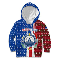Cape Verde Christmas Kid Hoodie with Red and Blue Festive Pattern Christmas Tree and National Emblem Motif - Wonder Print Shop