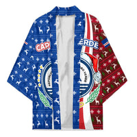 Cape Verde Christmas Kimono with Red and Blue Festive Pattern Christmas Tree and National Emblem Motif - Wonder Print Shop