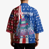 Cape Verde Christmas Kimono with Red and Blue Festive Pattern Christmas Tree and National Emblem Motif - Wonder Print Shop