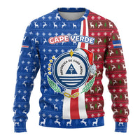 Cape Verde Christmas Ugly Christmas Sweater with Red and Blue Festive Pattern Christmas Tree and National Emblem Motif - Wonder Print Shop