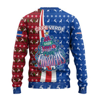 Cape Verde Christmas Ugly Christmas Sweater with Red and Blue Festive Pattern Christmas Tree and National Emblem Motif - Wonder Print Shop