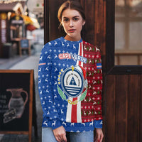 Cape Verde Christmas Ugly Christmas Sweater with Red and Blue Festive Pattern Christmas Tree and National Emblem Motif - Wonder Print Shop