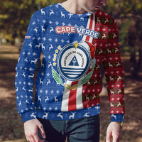 Cape Verde Christmas Ugly Christmas Sweater with Red and Blue Festive Pattern Christmas Tree and National Emblem Motif - Wonder Print Shop