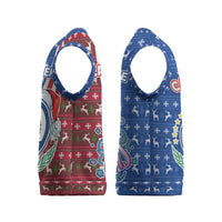 Cape Verde Christmas Knitted V-Neck Vest with Red and Blue Festive Pattern Christmas Tree and National Emblem Motif - Wonder Print Shop