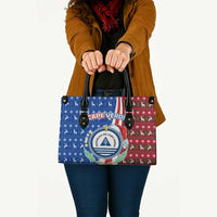 Cape Verde Christmas Leather Bag with Red and Blue Festive Pattern Christmas Tree and National Emblem Motif - Wonder Print Shop