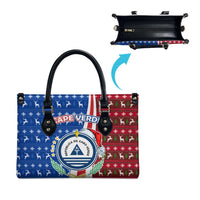 Cape Verde Christmas Leather Bag with Red and Blue Festive Pattern Christmas Tree and National Emblem Motif - Wonder Print Shop