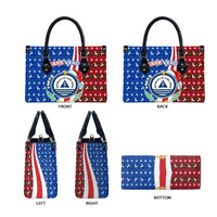 Cape Verde Christmas Leather Bag with Red and Blue Festive Pattern Christmas Tree and National Emblem Motif - Wonder Print Shop