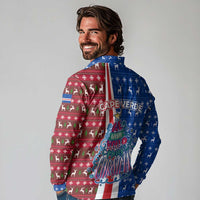 Cape Verde Christmas Long Sleeve Polo Shirt with Red and Blue Festive Pattern Christmas Tree and National Emblem Motif - Wonder Print Shop