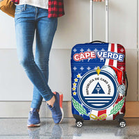 Cape Verde Christmas Luggage Cover with Red and Blue Festive Pattern Christmas Tree and National Emblem Motif - Wonder Print Shop