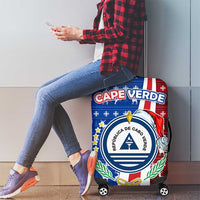 Cape Verde Christmas Luggage Cover with Red and Blue Festive Pattern Christmas Tree and National Emblem Motif - Wonder Print Shop
