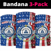 Cape Verde Christmas Neck Gaiter with Red and Blue Festive Pattern Christmas Tree and National Emblem Motif - Wonder Print Shop