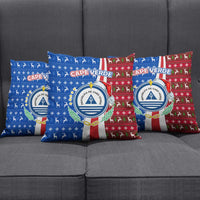 Cape Verde Christmas Pillow Cover with Red and Blue Festive Pattern Christmas Tree and National Emblem Motif - Wonder Print Shop