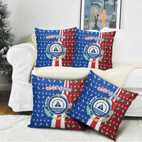 Cape Verde Christmas Pillow Cover with Red and Blue Festive Pattern Christmas Tree and National Emblem Motif - Wonder Print Shop