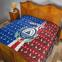 Cape Verde Christmas Quilt with Red and Blue Festive Pattern Christmas Tree and National Emblem Motif - Wonder Print Shop