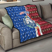 Cape Verde Christmas Quilt with Red and Blue Festive Pattern Christmas Tree and National Emblem Motif - Wonder Print Shop