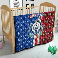 Cape Verde Christmas Quilt with Red and Blue Festive Pattern Christmas Tree and National Emblem Motif - Wonder Print Shop
