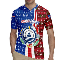 Cape Verde Christmas Rugby Jersey with Red and Blue Festive Pattern Christmas Tree and National Emblem Motif - Wonder Print Shop