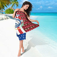 Cape Verde Christmas Sarong with Red and Blue Festive Pattern Christmas Tree and National Emblem Motif - Wonder Print Shop