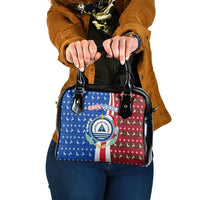 Cape Verde Christmas Shoulder Handbag with Red and Blue Festive Pattern Christmas Tree and National Emblem Motif - Wonder Print Shop