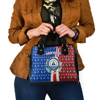 Cape Verde Christmas Shoulder Handbag with Red and Blue Festive Pattern Christmas Tree and National Emblem Motif - Wonder Print Shop