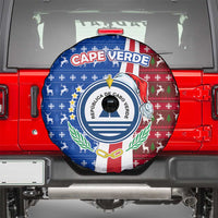 Cape Verde Christmas Spare Tire Cover with Red and Blue Festive Pattern Christmas Tree and National Emblem Motif - Wonder Print Shop