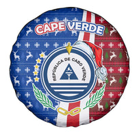 Cape Verde Christmas Spare Tire Cover with Red and Blue Festive Pattern Christmas Tree and National Emblem Motif - Wonder Print Shop