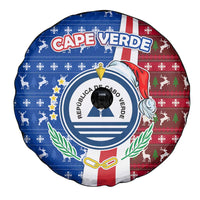 Cape Verde Christmas Spare Tire Cover with Red and Blue Festive Pattern Christmas Tree and National Emblem Motif - Wonder Print Shop