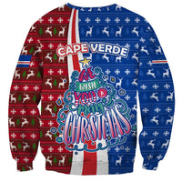 Cape Verde Christmas Sweatshirt with Red and Blue Festive Pattern Christmas Tree and National Emblem Motif - Wonder Print Shop