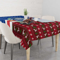 Cape Verde Christmas Tablecloth with Red and Blue Festive Pattern Christmas Tree and National Emblem Motif - Wonder Print Shop